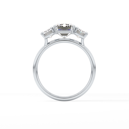 Emerald Three Stone Lab Grown Diamond Engagement Ring