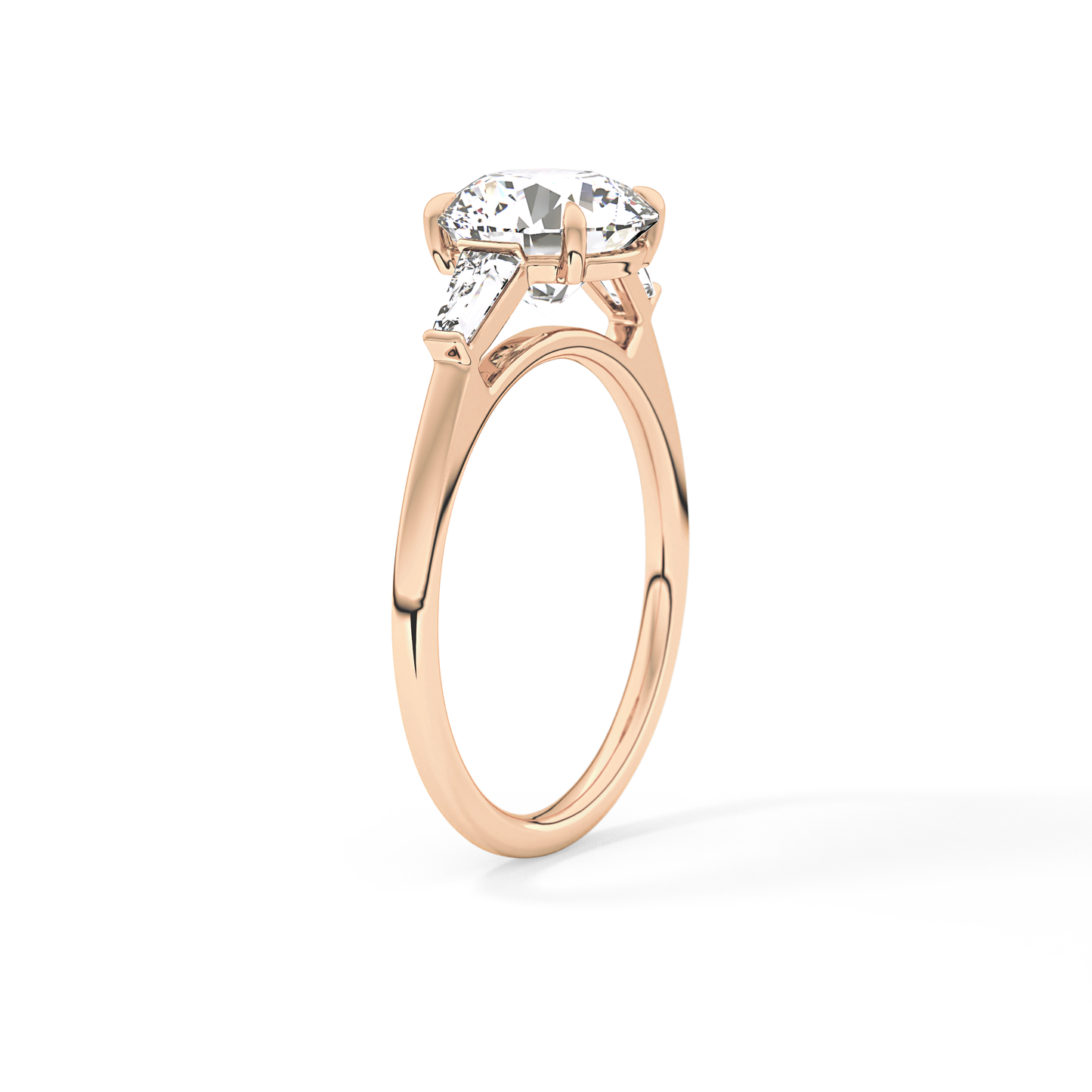 Round Three Stone Lab Grown Diamond Engagement Ring