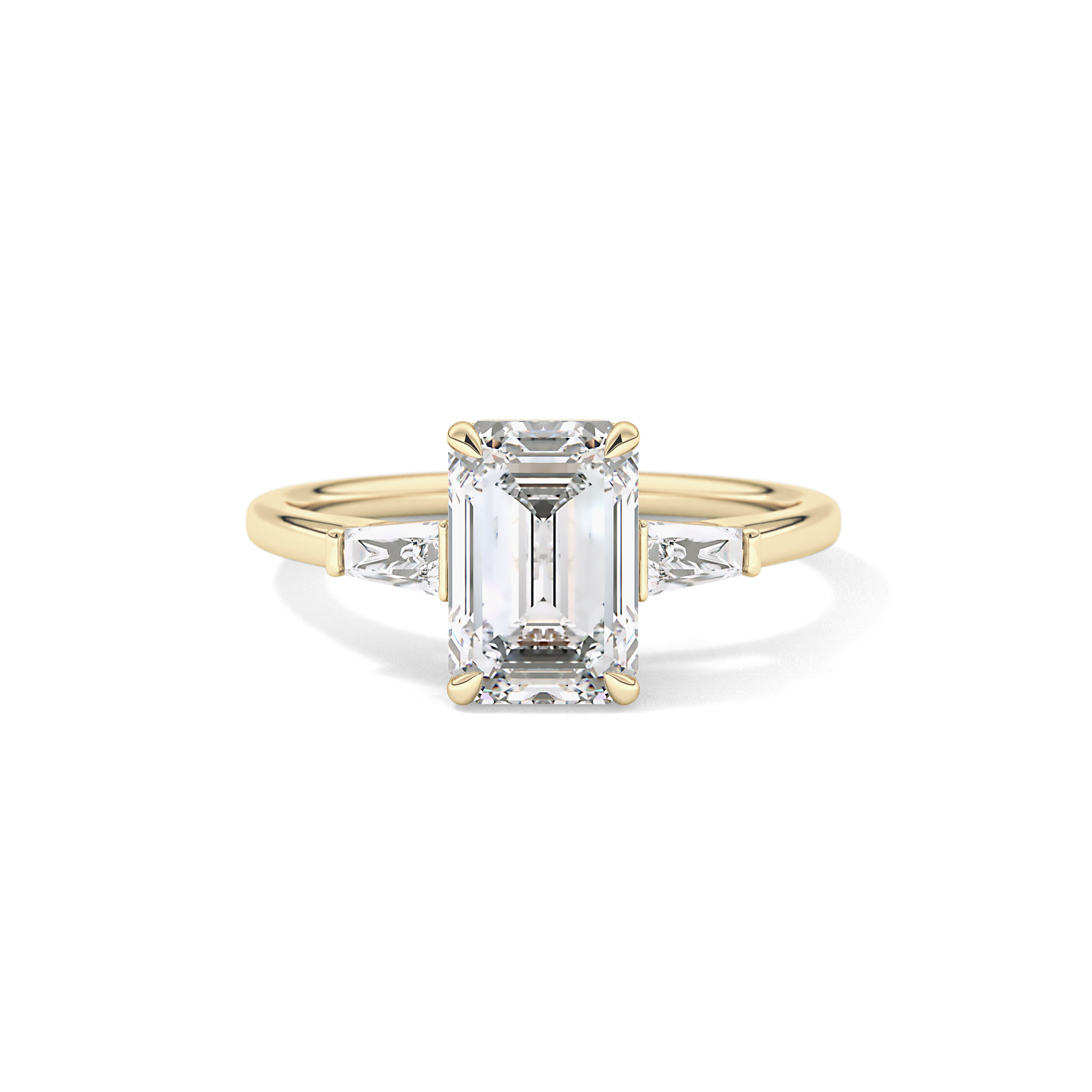 Emerald Three Stone Lab Grown Diamond Engagement Ring