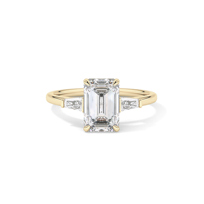 Emerald Three Stone Lab Grown Diamond Engagement Ring