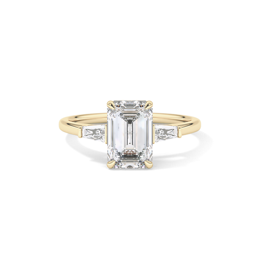 Emerald Three Stone Lab Grown Diamond Engagement Ring