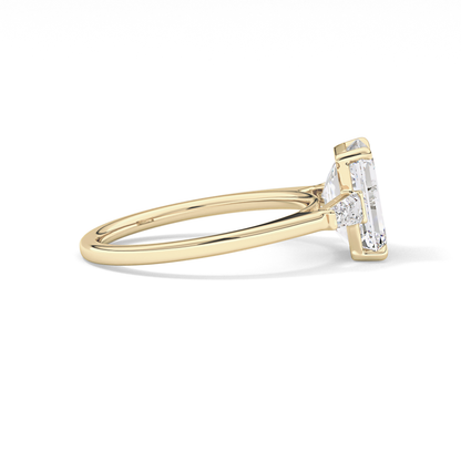 Emerald Three Stone Lab Grown Diamond Engagement Ring