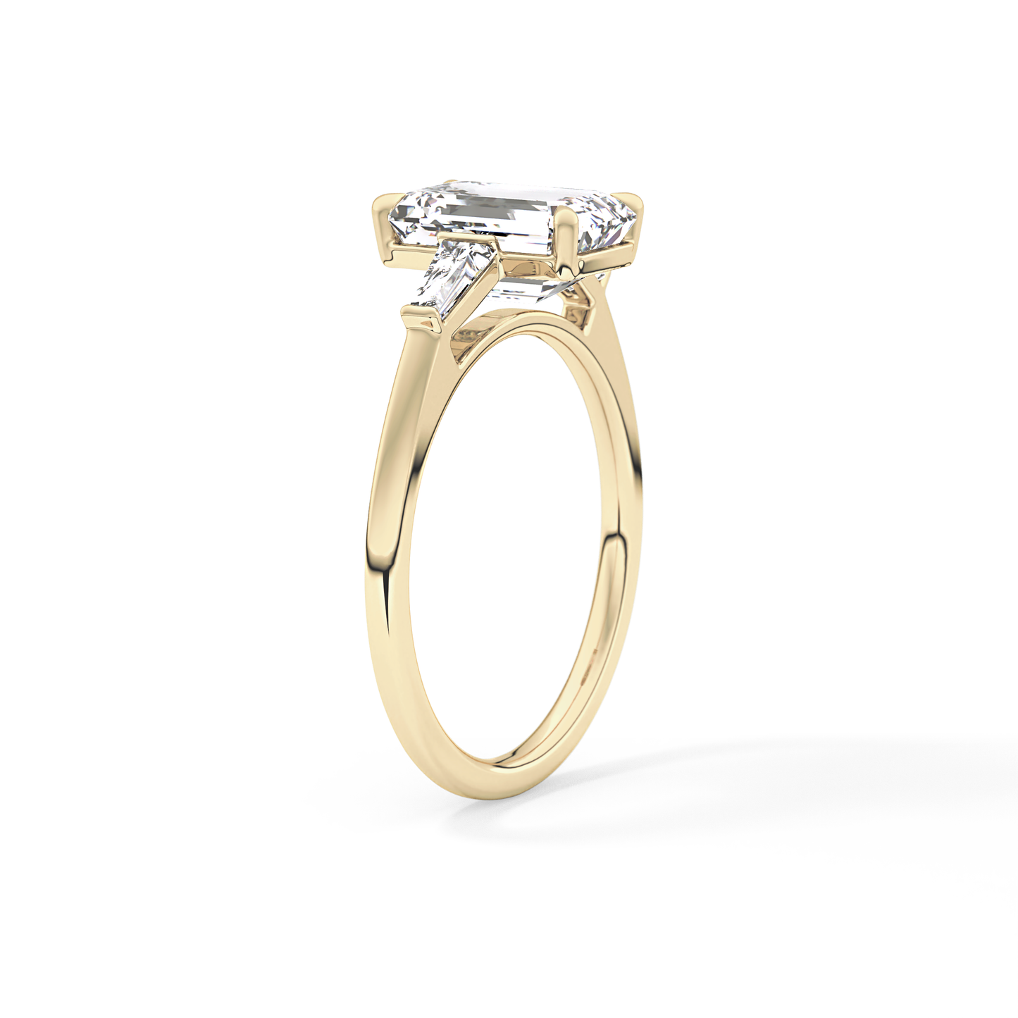 Emerald Three Stone Lab Grown Diamond Engagement Ring