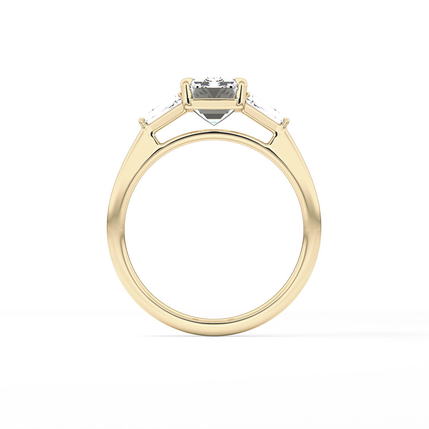 Emerald Three Stone Lab Grown Diamond Engagement Ring