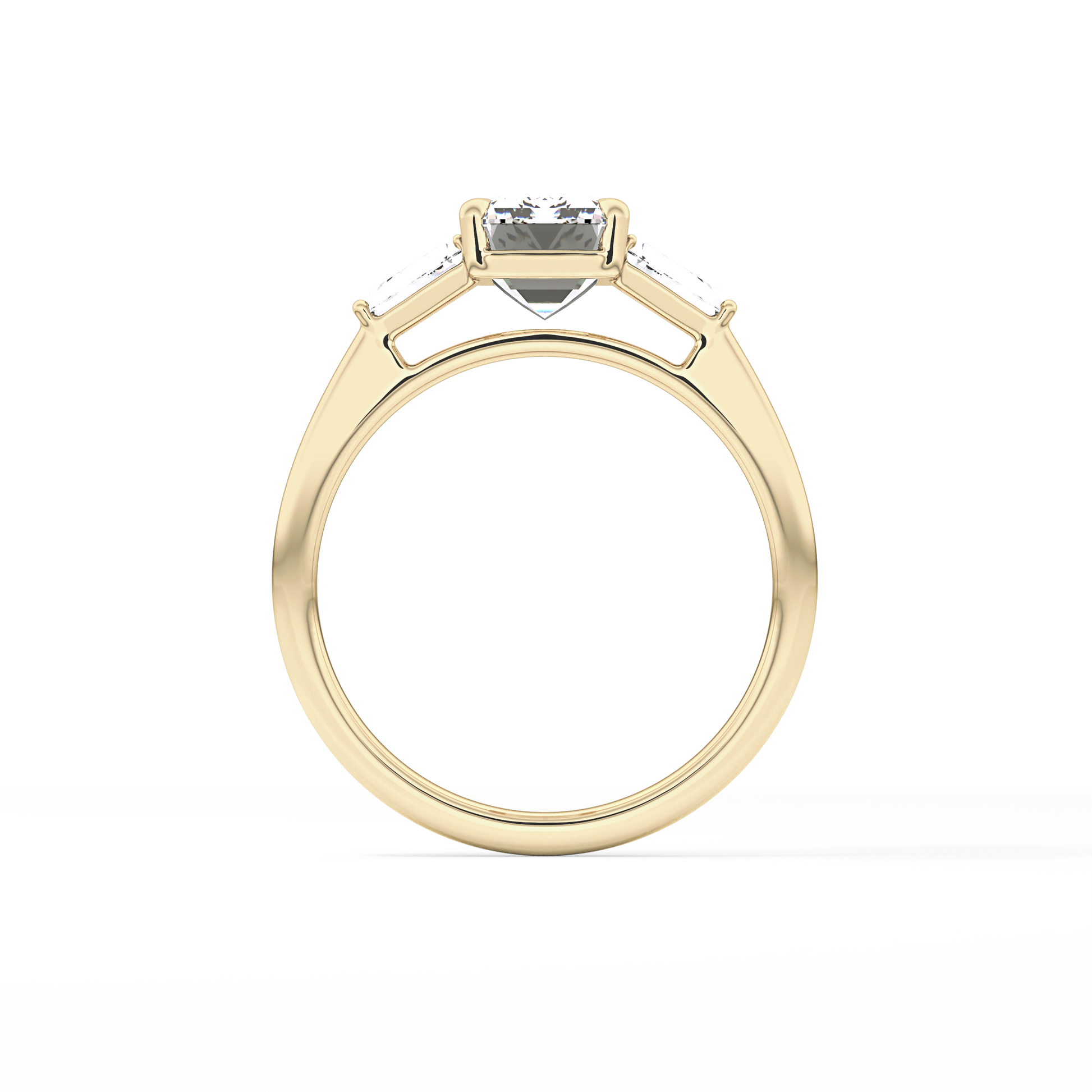 Emerald Three Stone Lab Grown Diamond Engagement Ring