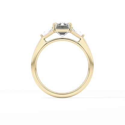 Emerald Three Stone Lab Grown Diamond Engagement Ring