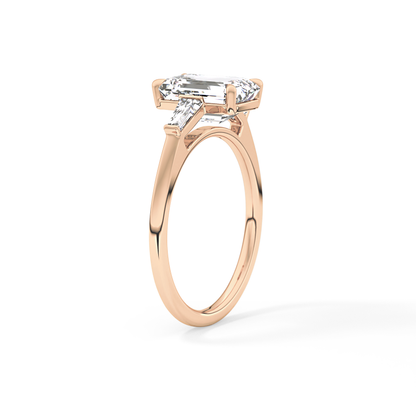 Emerald Three Stone Lab Grown Diamond Engagement Ring