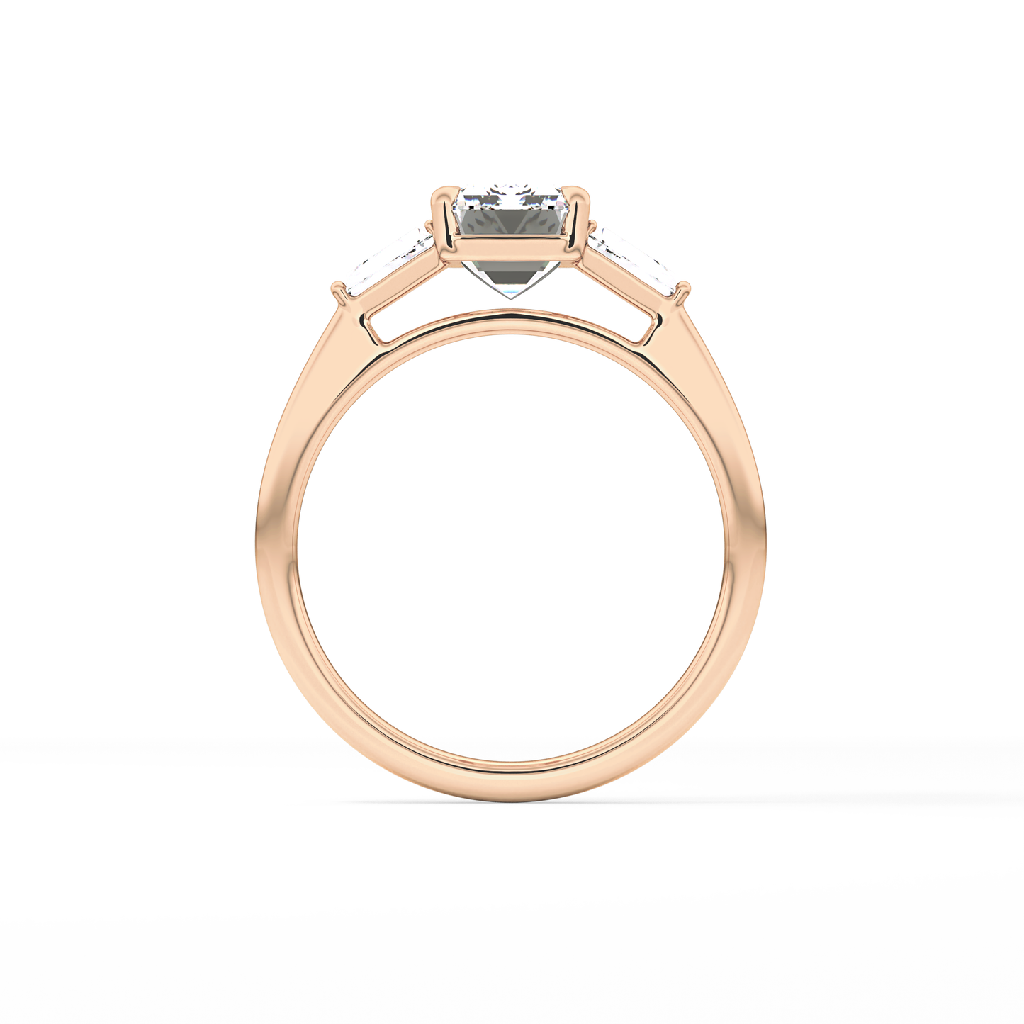 Emerald Three Stone Lab Grown Diamond Engagement Ring