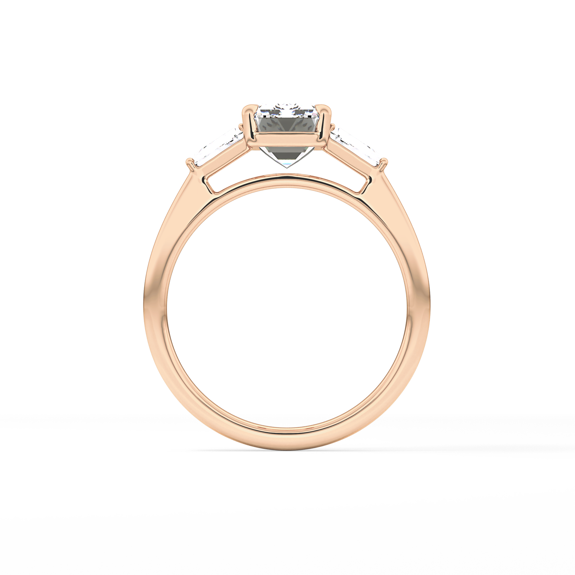 Emerald Three Stone Lab Grown Diamond Engagement Ring
