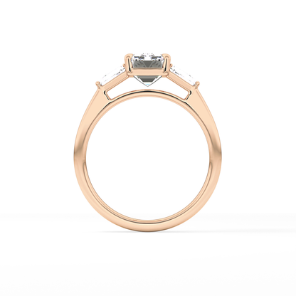 Emerald Three Stone Lab Grown Diamond Engagement Ring