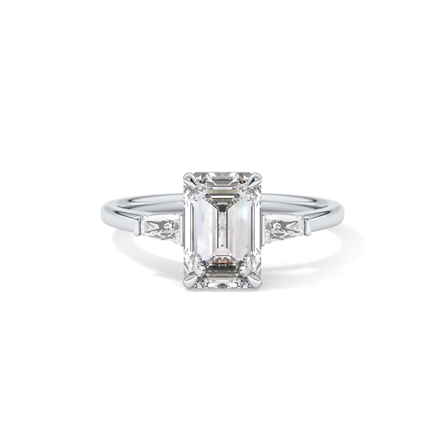 Emerald Three Stone Lab Grown Diamond Engagement Ring