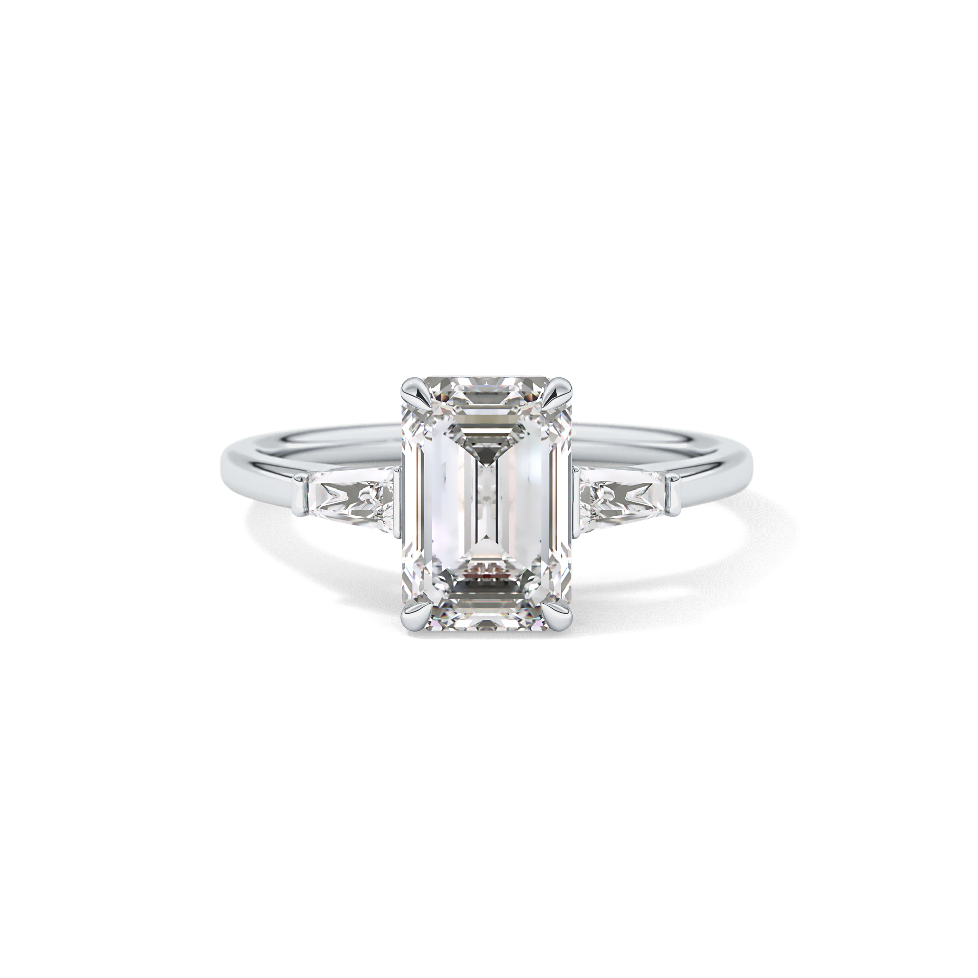 Emerald Three Stone Lab Grown Diamond Engagement Ring