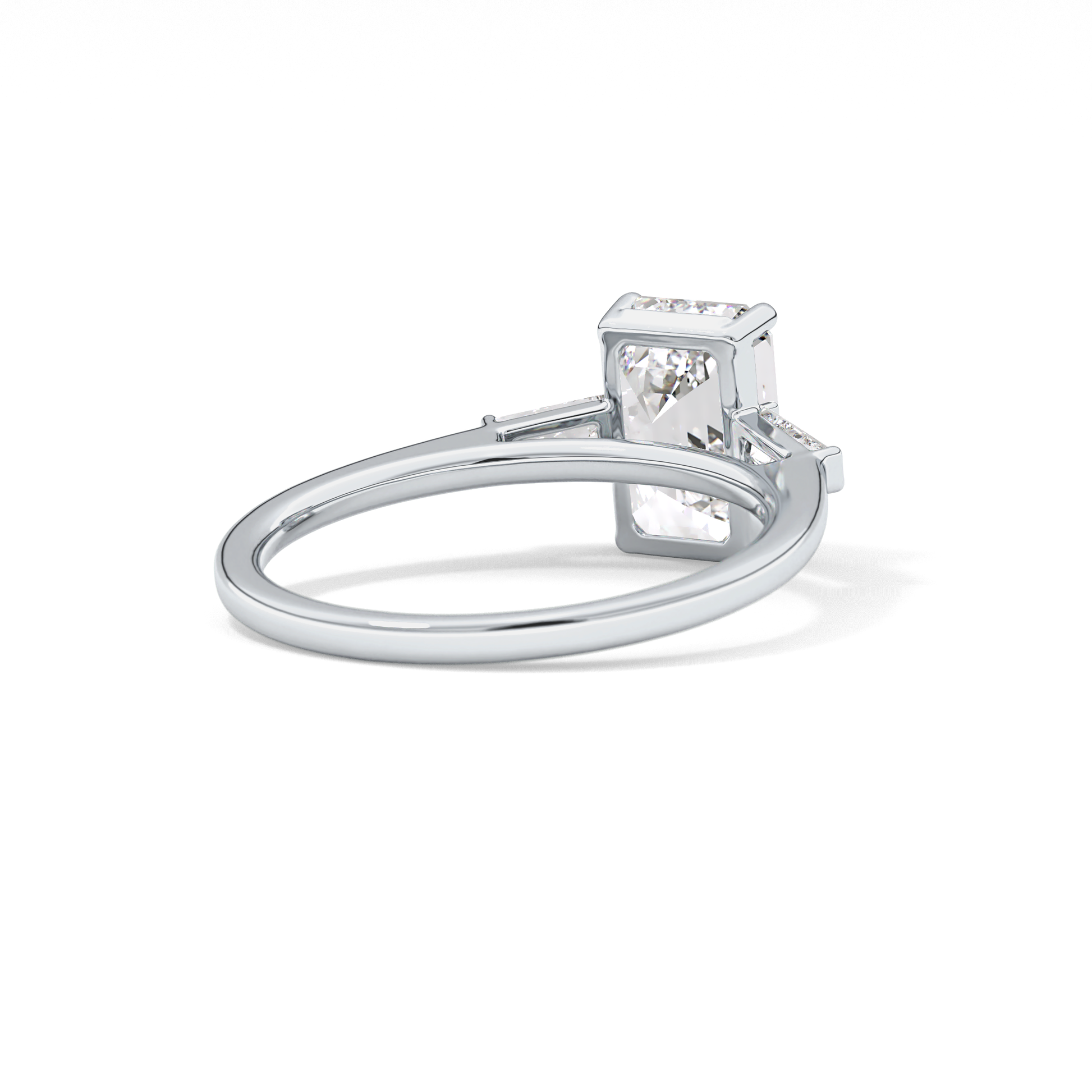 Emerald Three Stone Lab Grown Diamond Engagement Ring