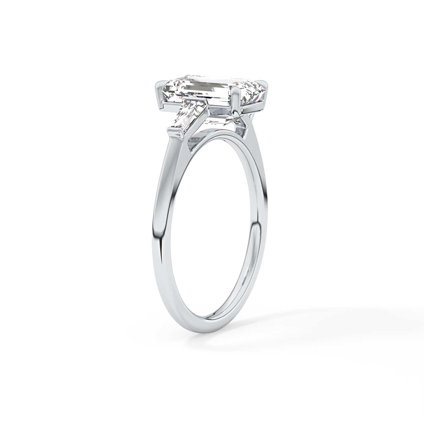 Emerald Three Stone Lab Grown Diamond Engagement Ring