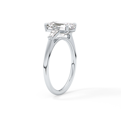 Emerald Three Stone Lab Grown Diamond Engagement Ring