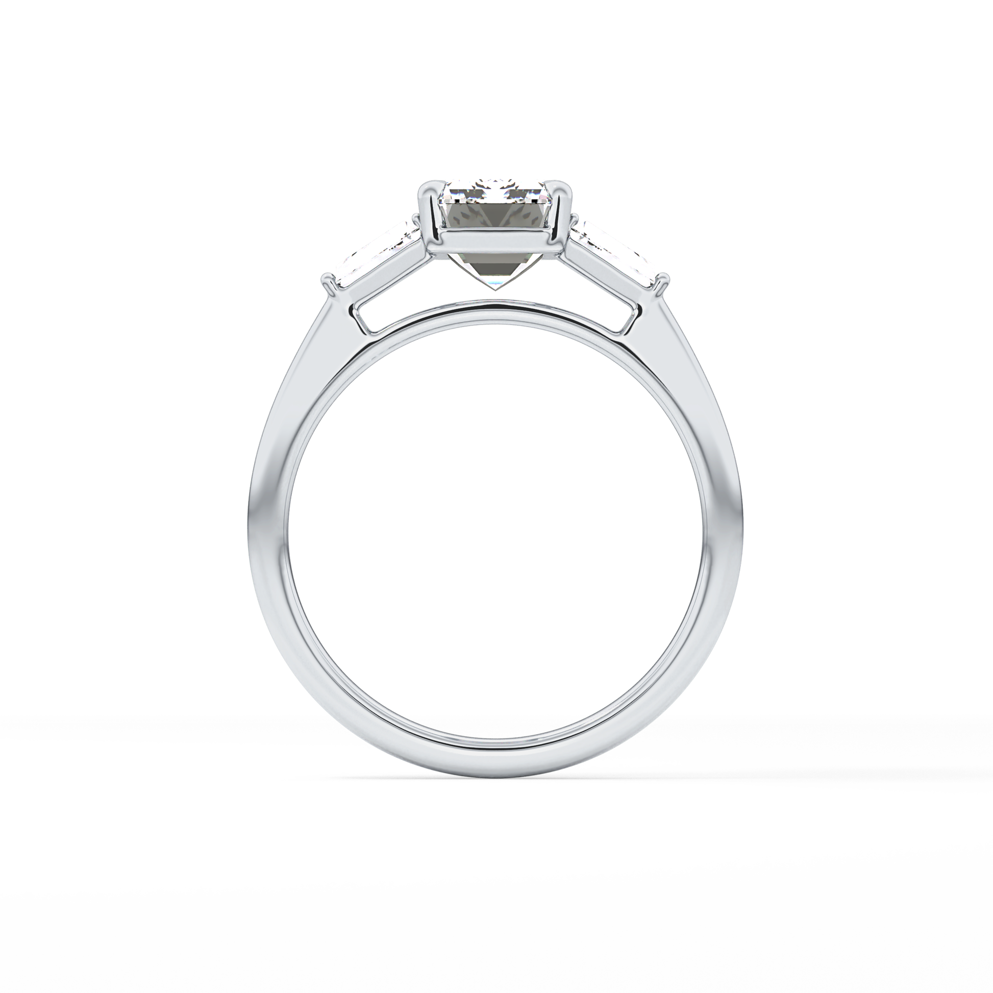 Emerald Three Stone Lab Grown Diamond Engagement Ring