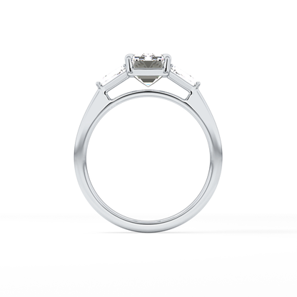 Emerald Three Stone Lab Grown Diamond Engagement Ring