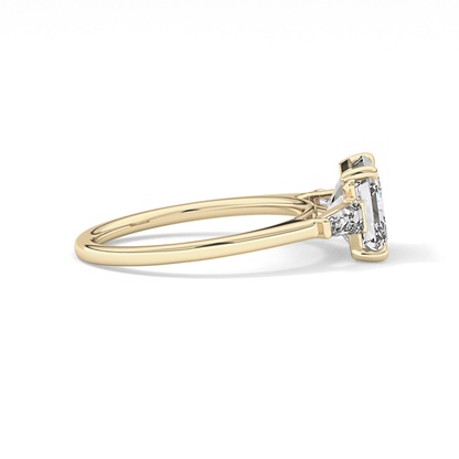 Asscher Three Stone Lab Grown Diamond Engagement Ring