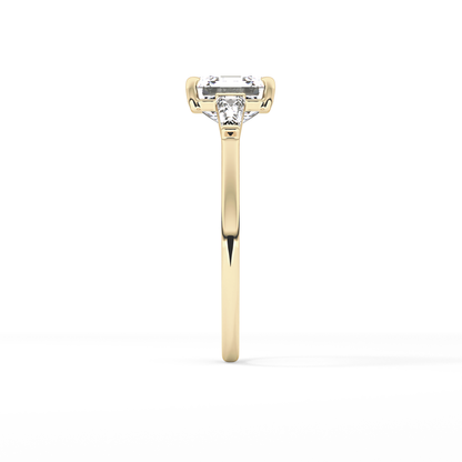 Asscher Three Stone Lab Grown Diamond Engagement Ring