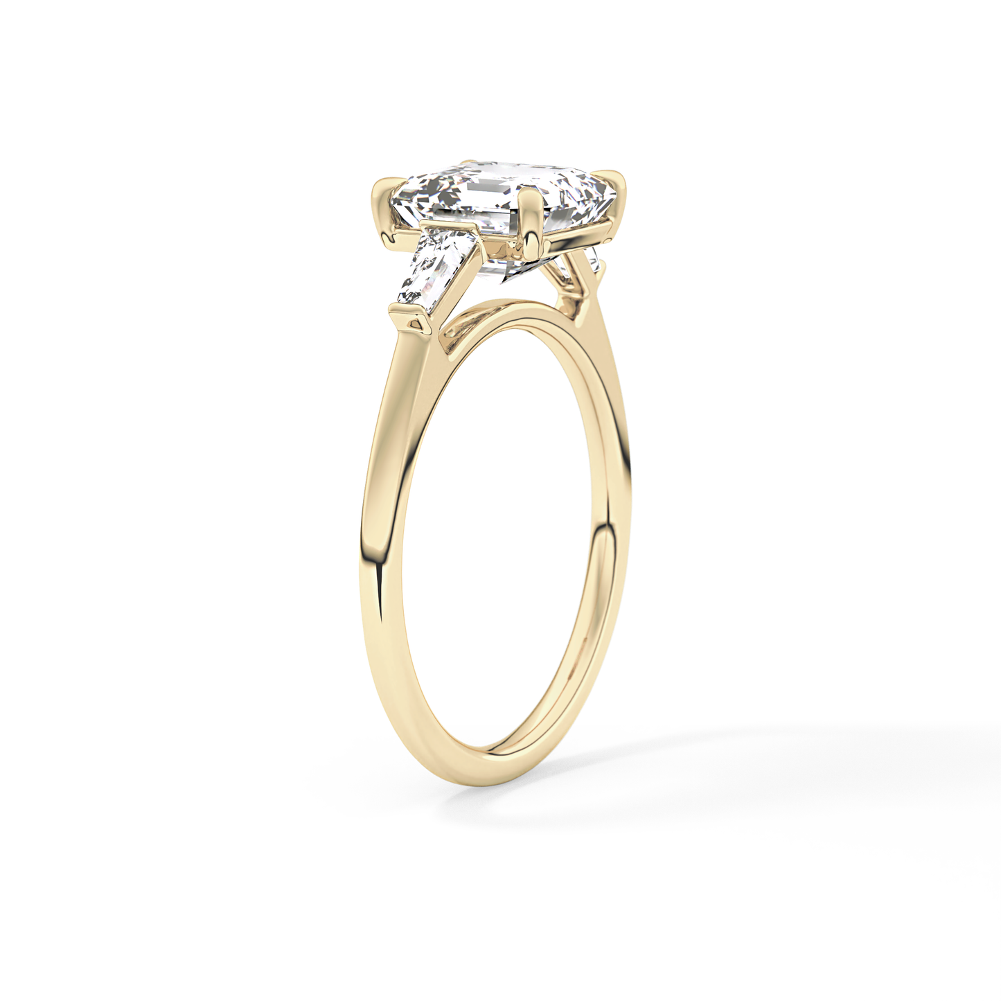 Asscher Three Stone Lab Grown Diamond Engagement Ring