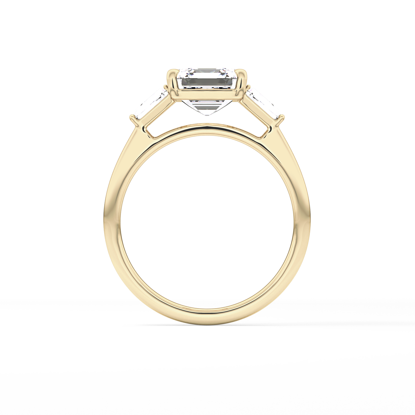 Asscher Three Stone Lab Grown Diamond Engagement Ring