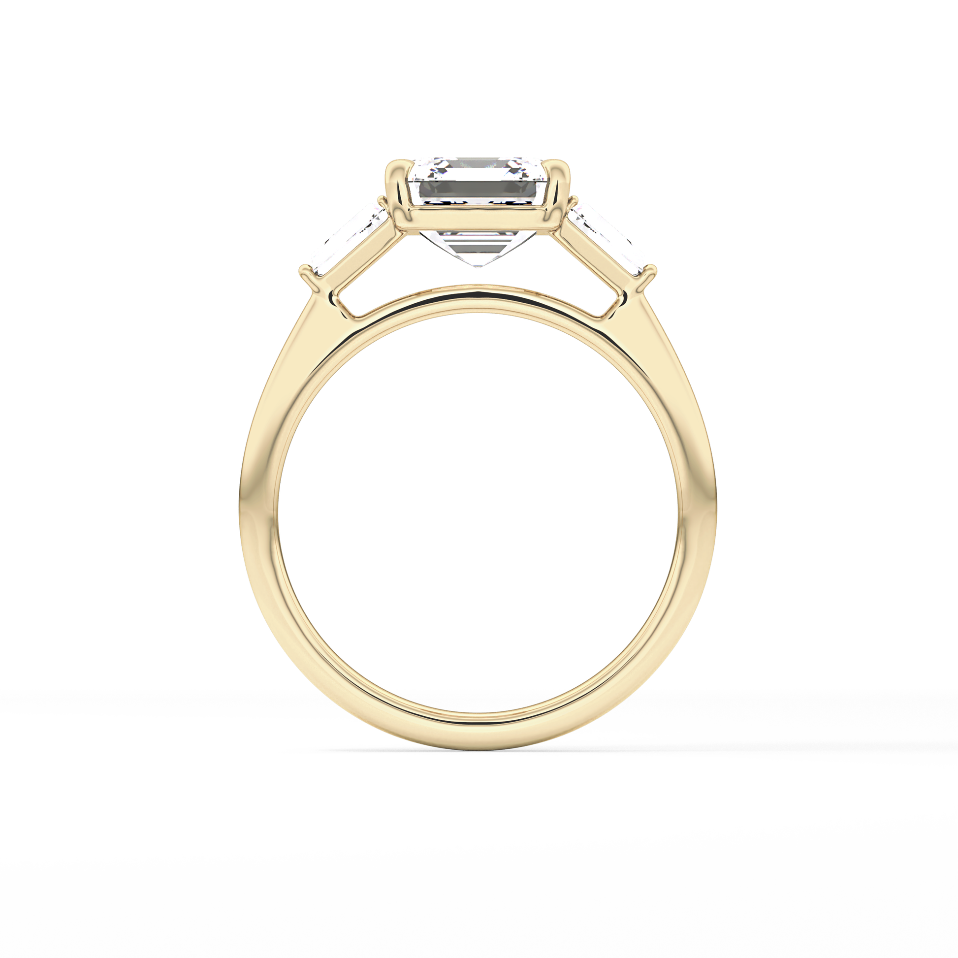 Asscher Three Stone Lab Grown Diamond Engagement Ring