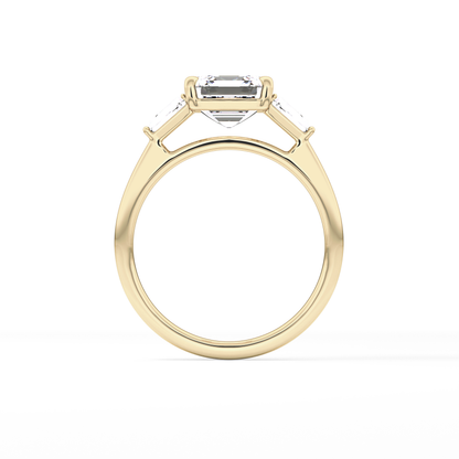 Asscher Three Stone Lab Grown Diamond Engagement Ring