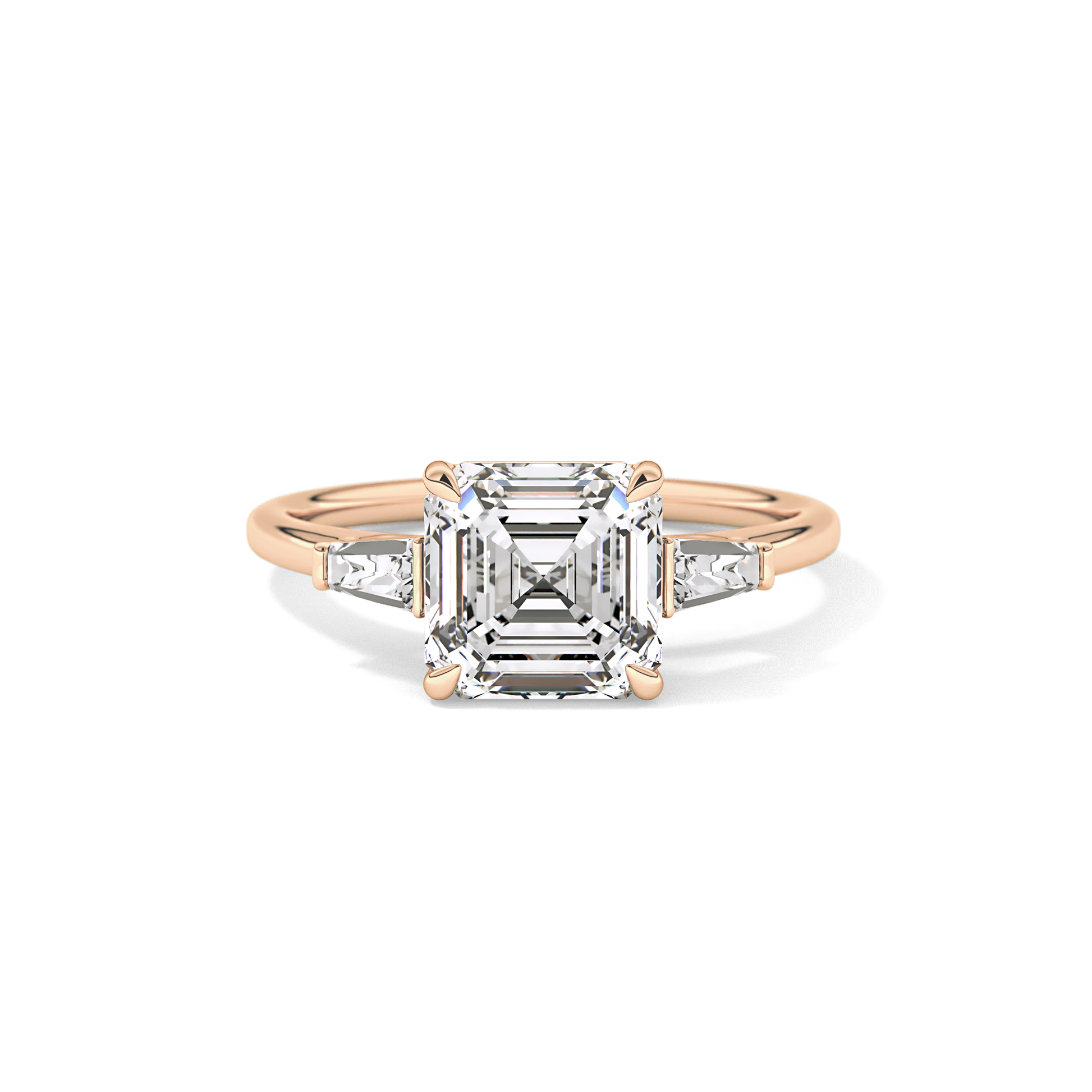 Asscher Three Stone Lab Grown Diamond Engagement Ring