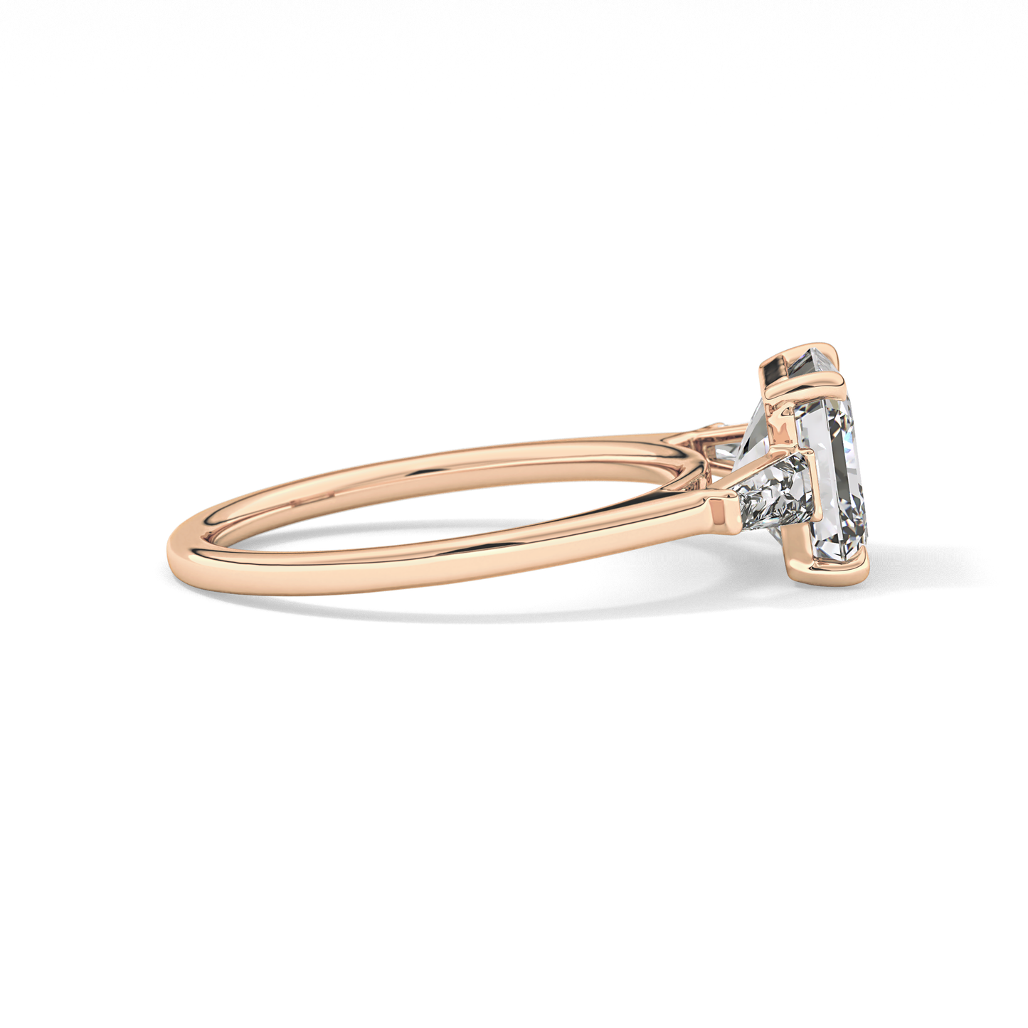 Asscher Three Stone Lab Grown Diamond Engagement Ring