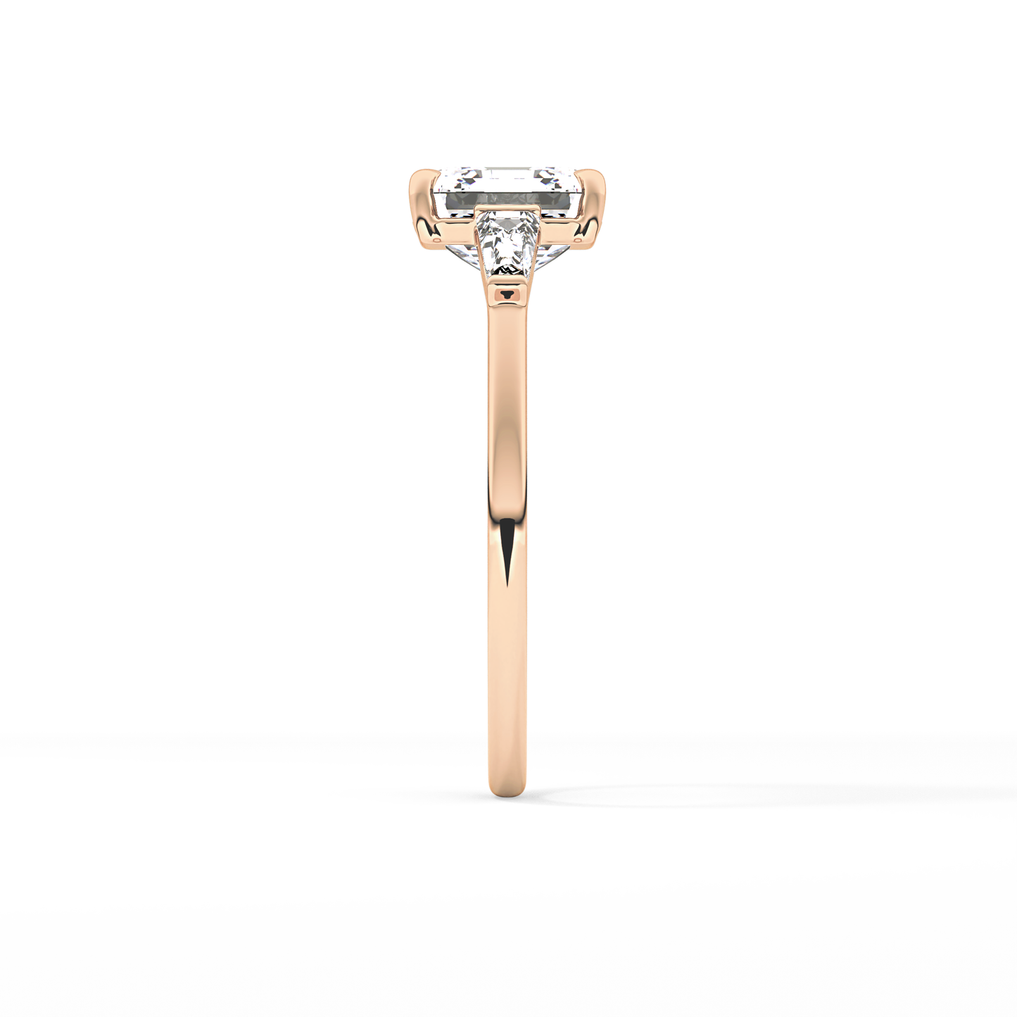Asscher Three Stone Lab Grown Diamond Engagement Ring