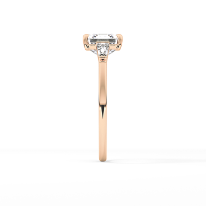 Asscher Three Stone Lab Grown Diamond Engagement Ring