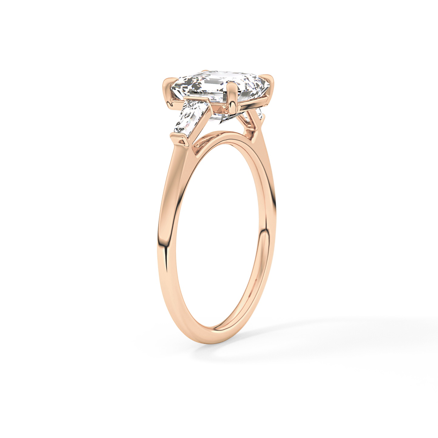 Asscher Three Stone Lab Grown Diamond Engagement Ring