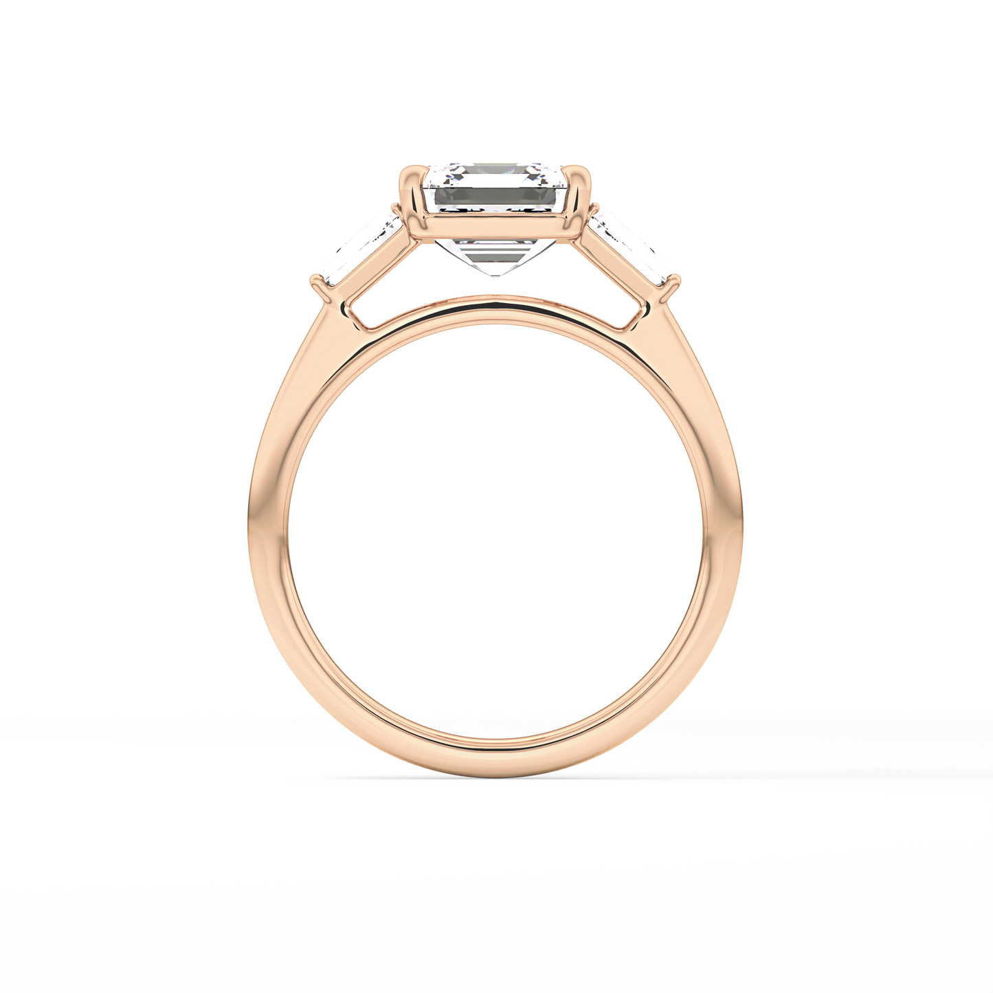 Asscher Three Stone Lab Grown Diamond Engagement Ring