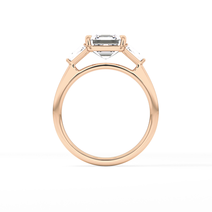 Asscher Three Stone Lab Grown Diamond Engagement Ring