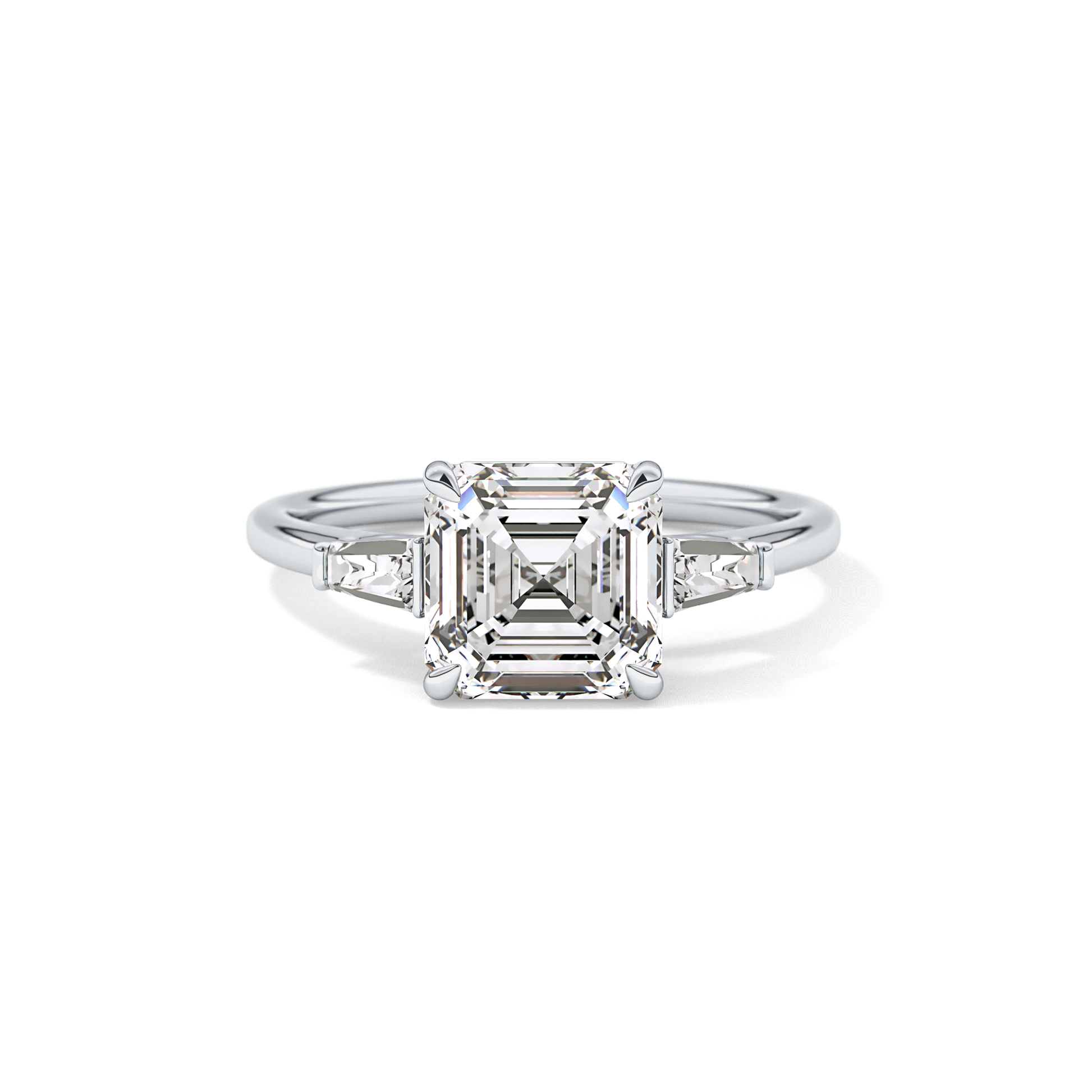Asscher Three Stone Lab Grown Diamond Engagement Ring
