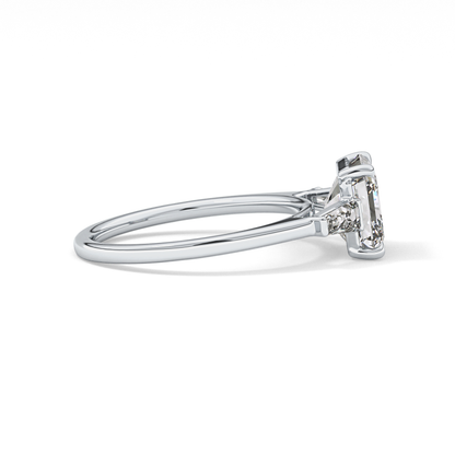 Asscher Three Stone Lab Grown Diamond Engagement Ring