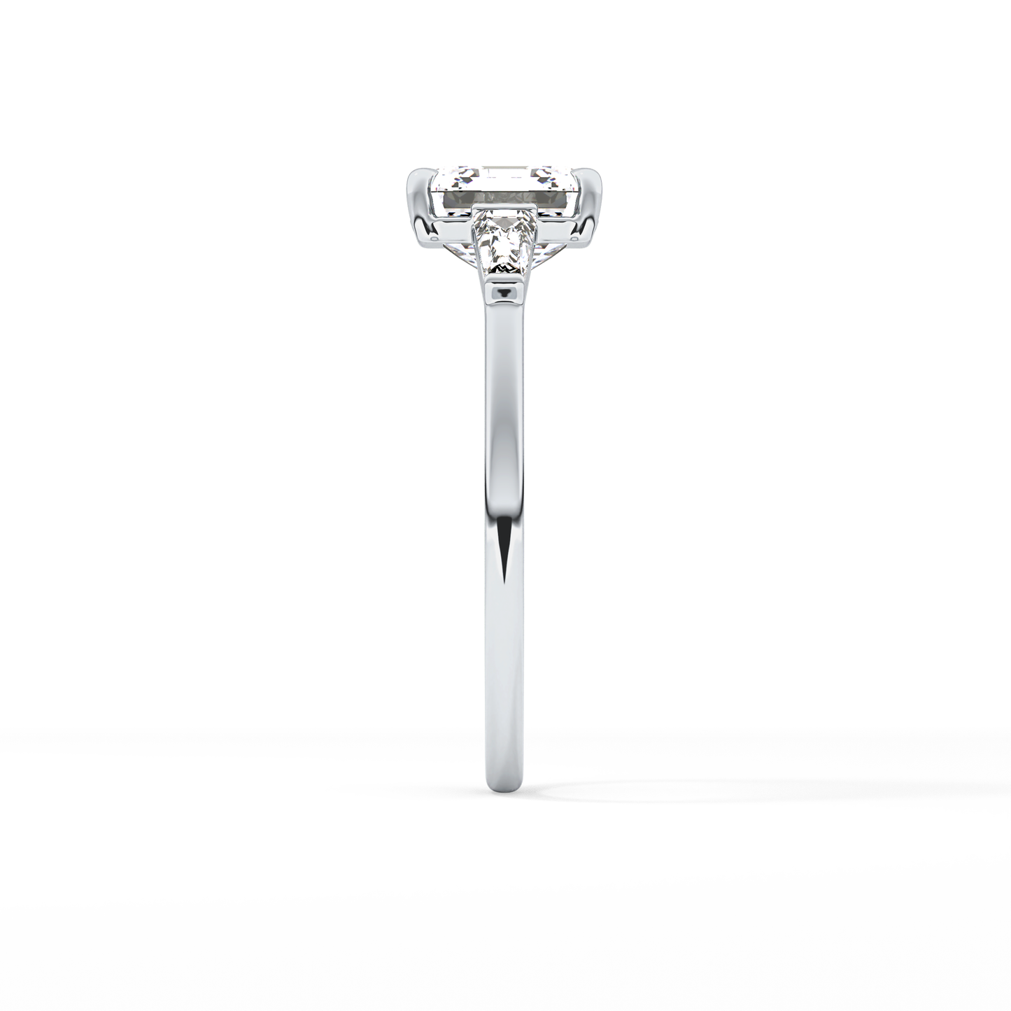Asscher Three Stone Lab Grown Diamond Engagement Ring