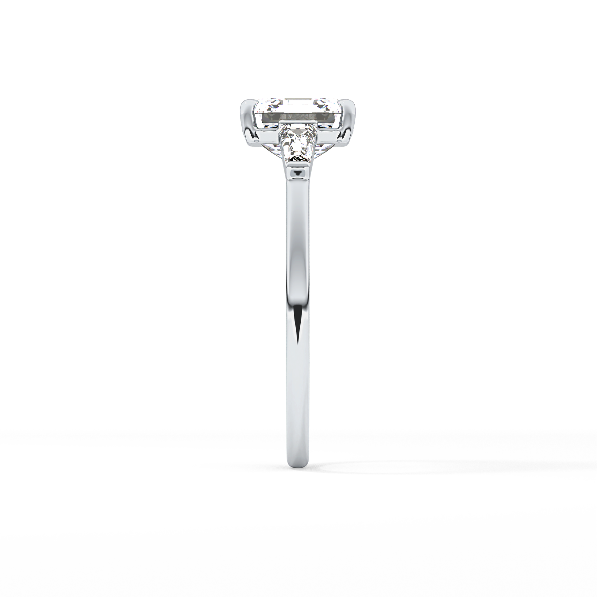 Asscher Three Stone Lab Grown Diamond Engagement Ring