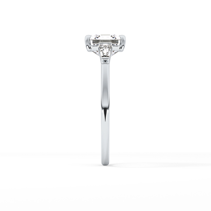 Asscher Three Stone Lab Grown Diamond Engagement Ring