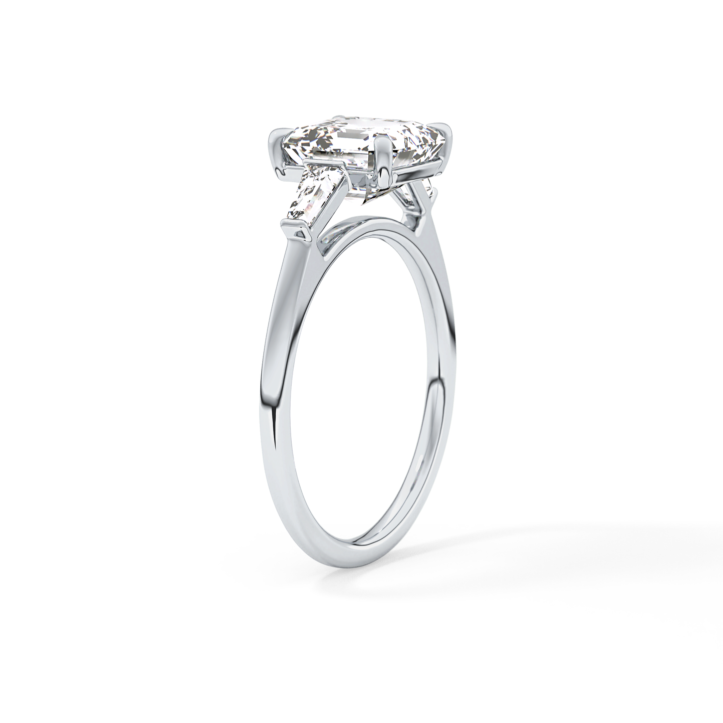 Asscher Three Stone Lab Grown Diamond Engagement Ring