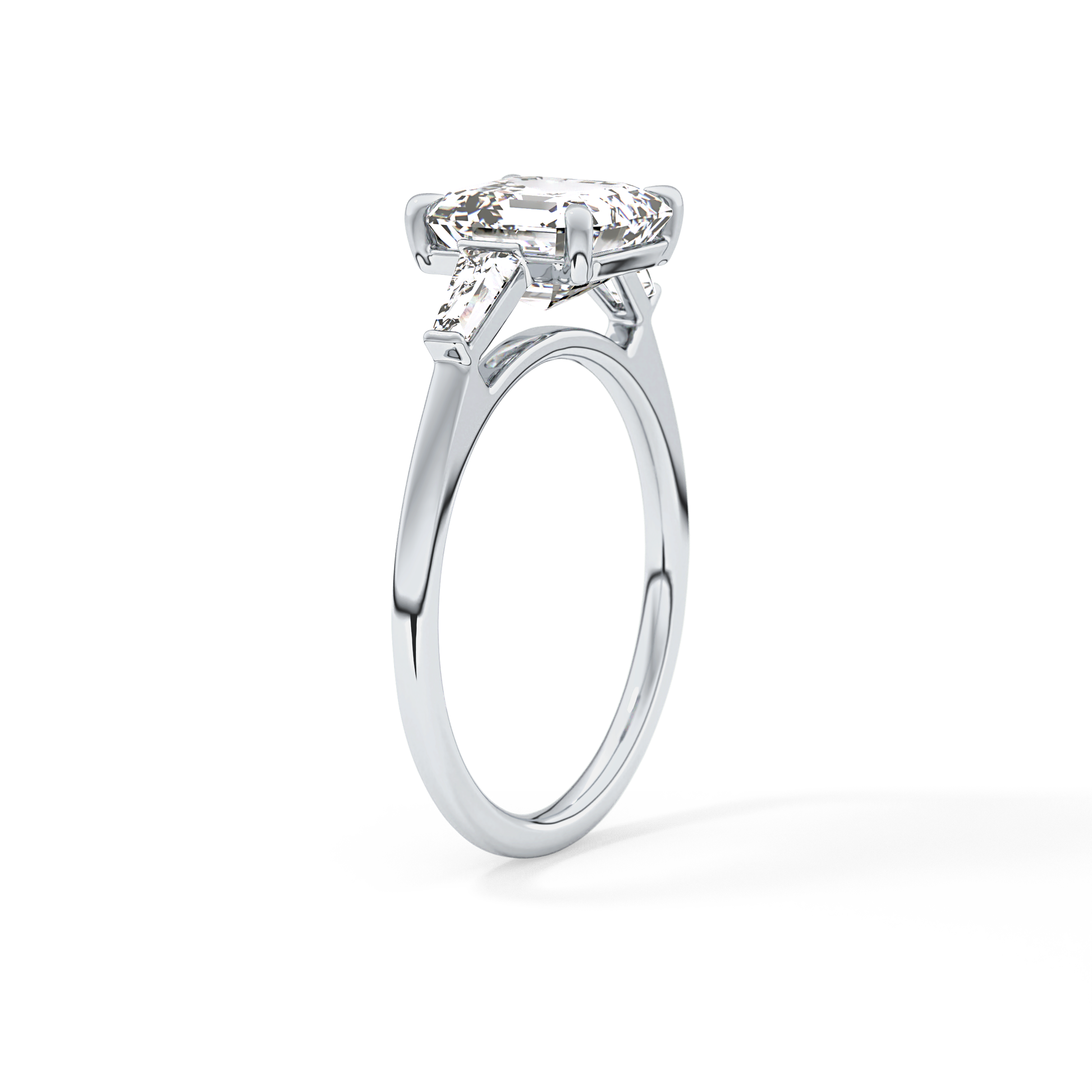 Asscher Three Stone Lab Grown Diamond Engagement Ring