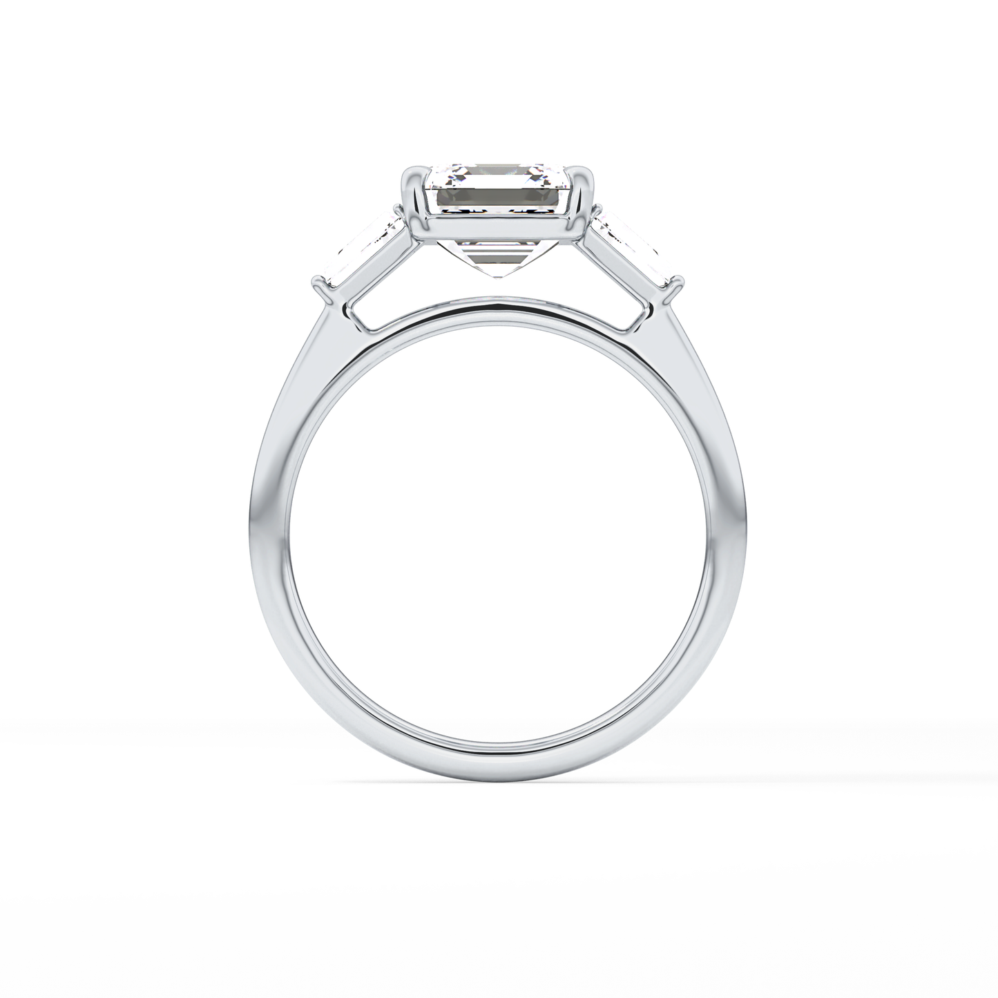 Asscher Three Stone Lab Grown Diamond Engagement Ring