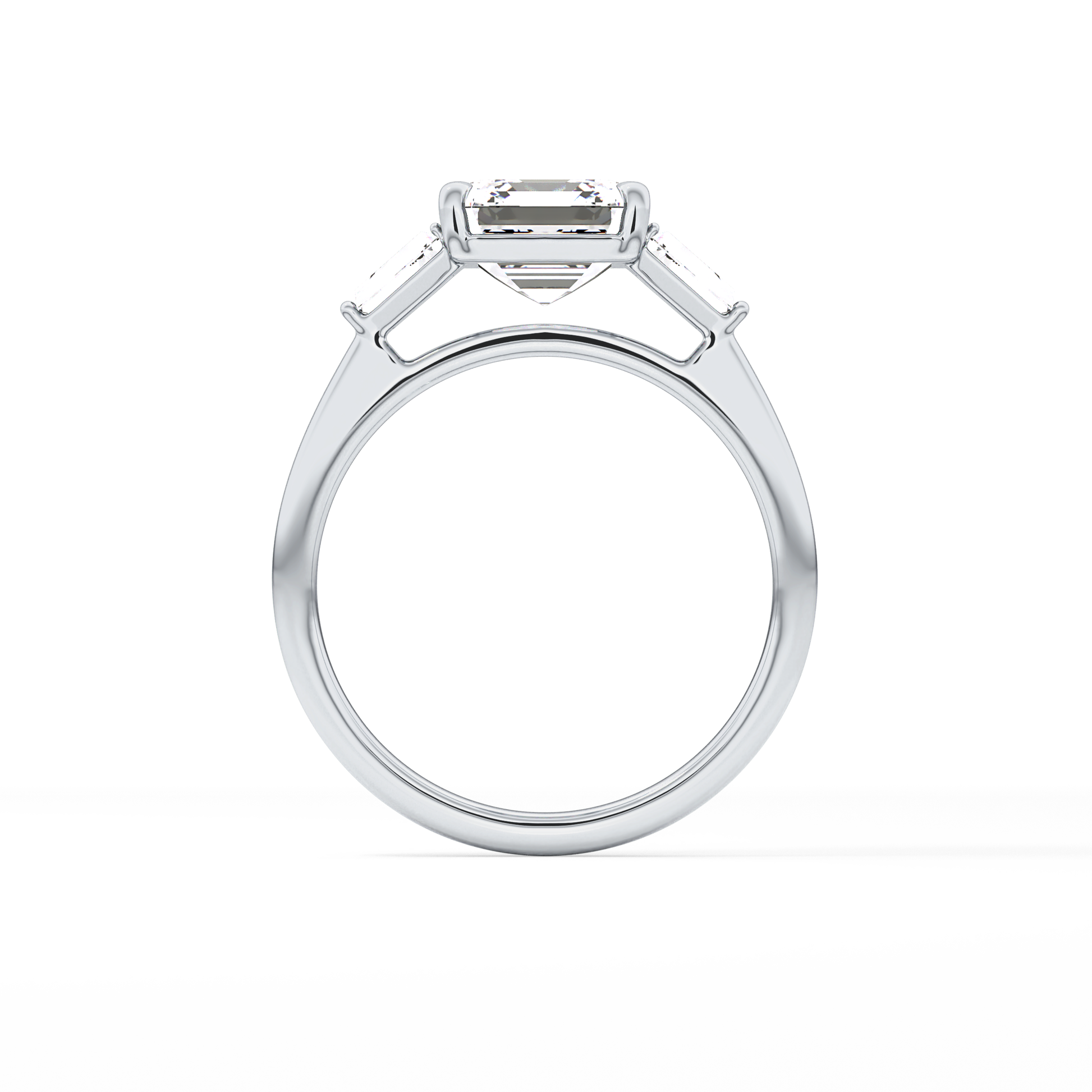 Asscher Three Stone Lab Grown Diamond Engagement Ring