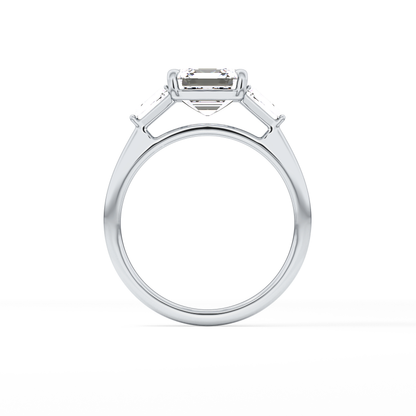 Asscher Three Stone Lab Grown Diamond Engagement Ring