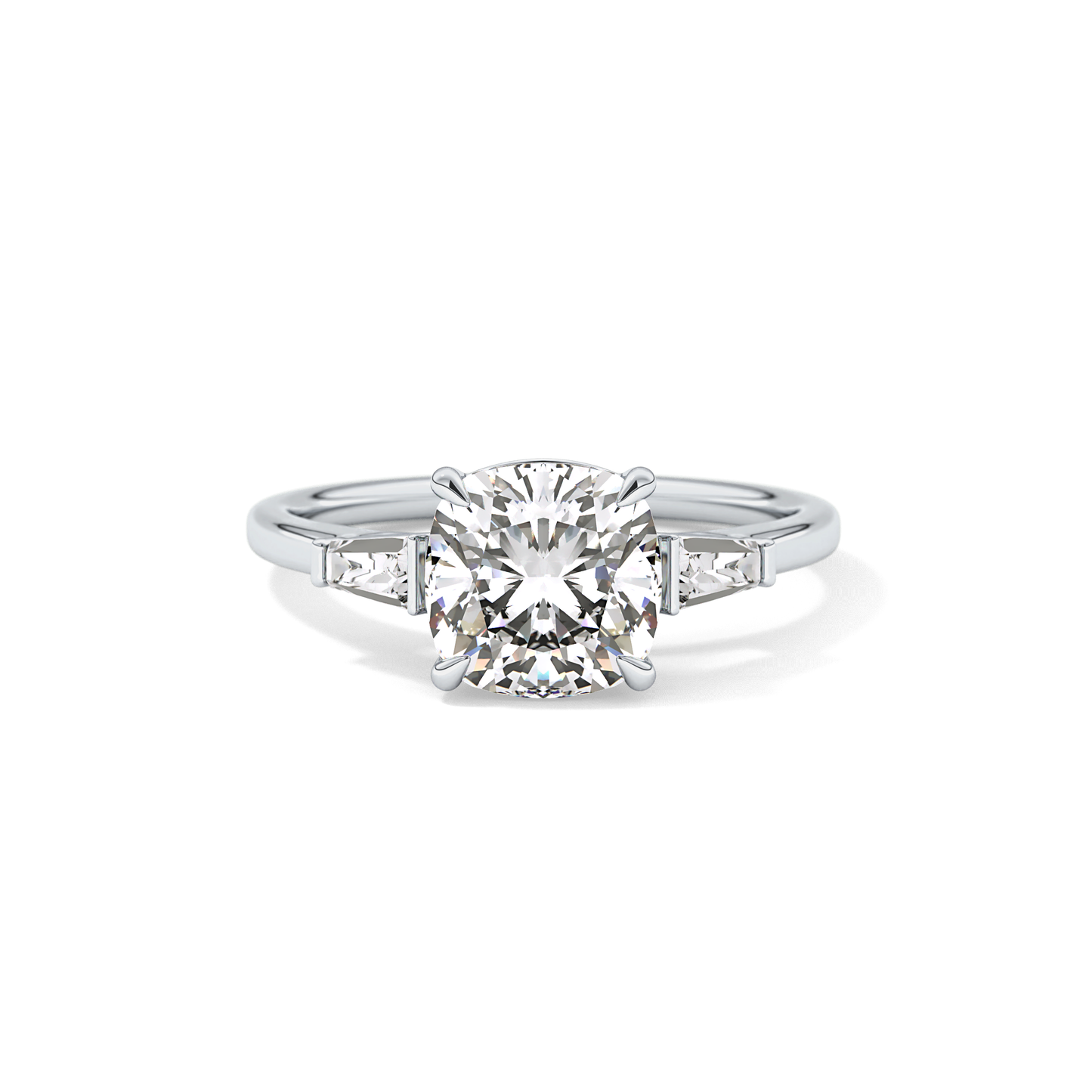 Cushion Three Stone Lab Grown Diamond Engagement Ring