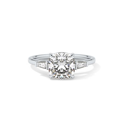Cushion Three Stone Lab Grown Diamond Engagement Ring