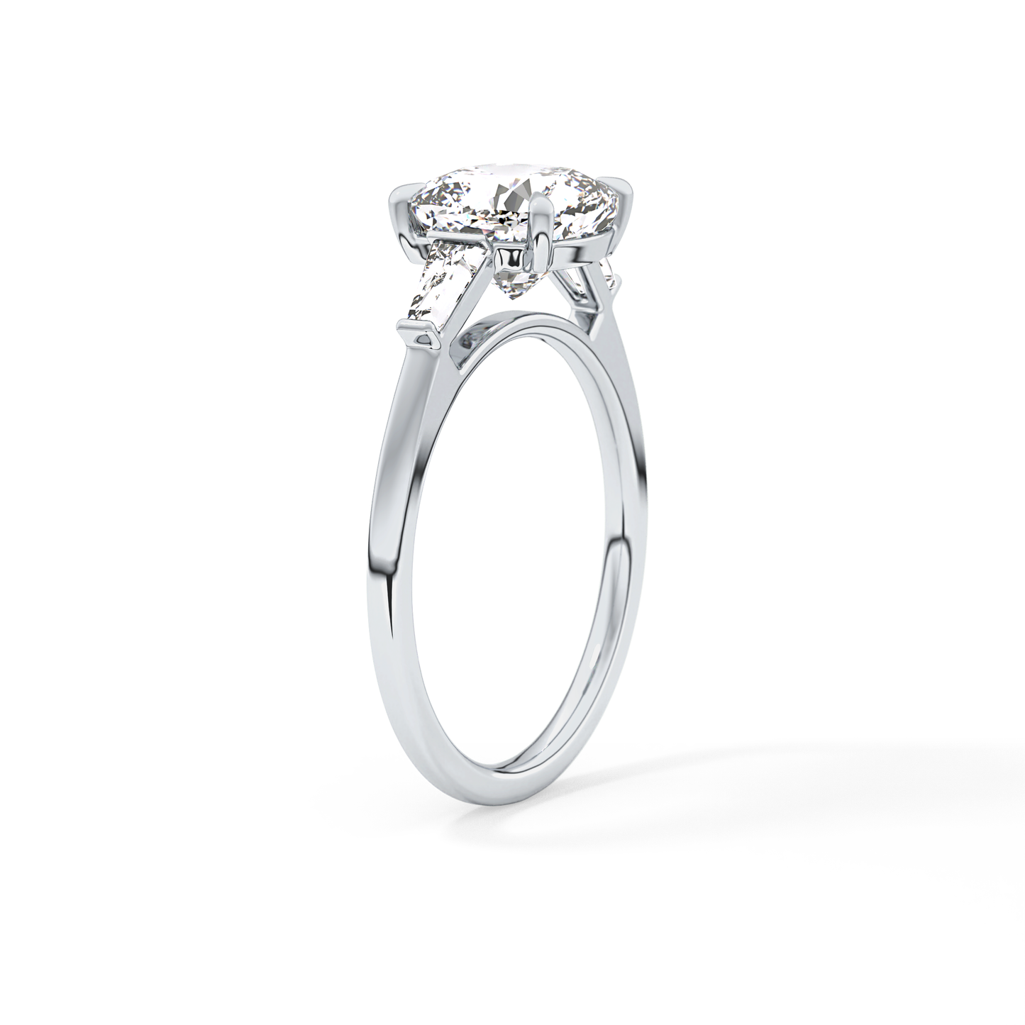 Cushion Three Stone Lab Grown Diamond Engagement Ring