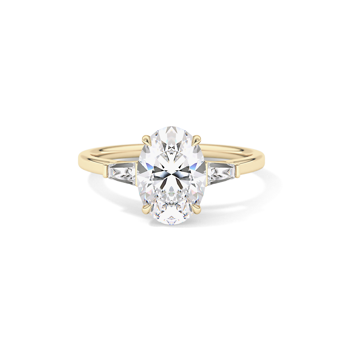 Oval  Three Stone Lab Grown Diamond Engagement Ring