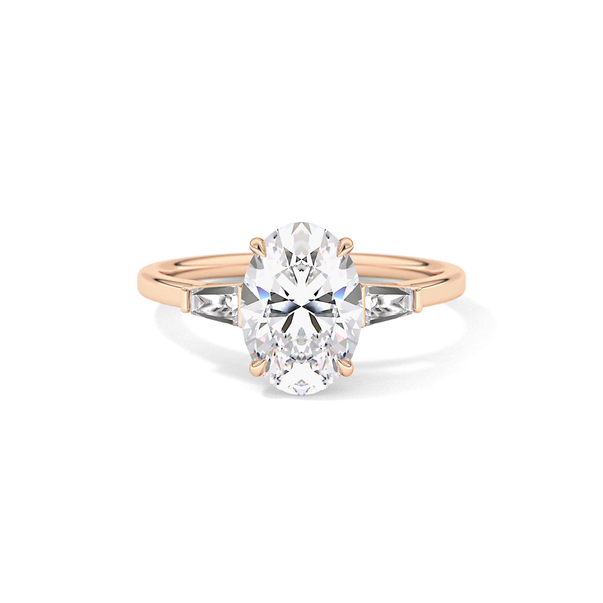 Oval  Three Stone Lab Grown Diamond Engagement Ring