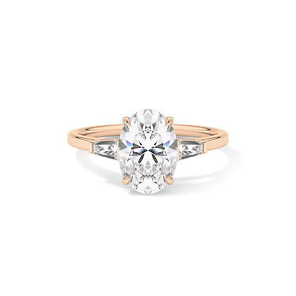 Oval  Three Stone Lab Grown Diamond Engagement Ring